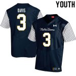 Notre Dame Fighting Irish Youth Avery Davis #3 Navy Under Armour Alternate Authentic Stitched College NCAA Football Jersey KTD0199LQ